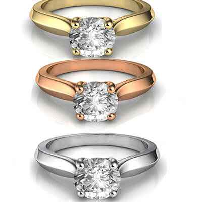 Rose gold knife edge Solitaire engagement ring