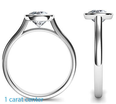 Delicate Low Profile bezel engagement ring for rounds-Leone