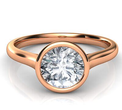 Delicate Low Profile bezel engagement ring for rounds-Leone