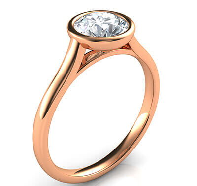 Delicate Low Profile bezel engagement ring for rounds-Leone