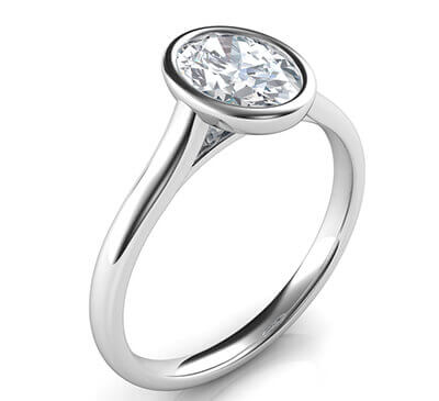 Delicate Low Profile bezel engagement ring for Ovals-Olivia