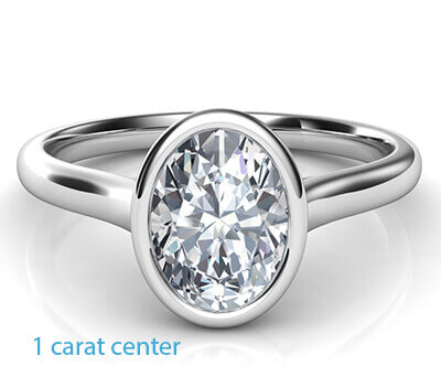 Delicate Low Profile bezel engagement ring for Ovals-Olivia