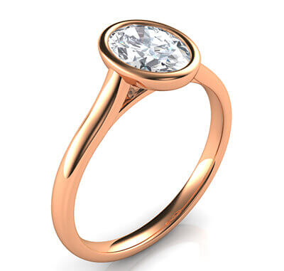 Delicate Low Profile bezel engagement ring for Ovals-Olivia