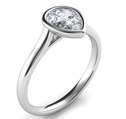 Picture of Delicate Low Profile bezel engagement ring for Pear shapes-Alicia