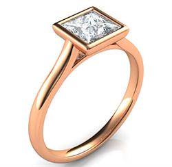 Foto Delicado anillo de compromiso de bisel de perfil bajo para Princess Diamonds-Angelina de