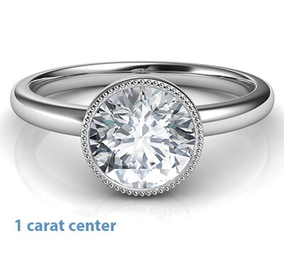 Delicate Low Profile decorated bezel engagement ring for rounds- Whitney