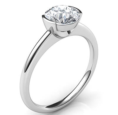 Low profile half bezel delicate engagement ring-Miranda