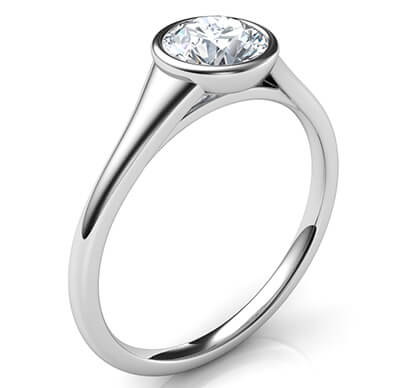 Sleek and elegant low profile engagement ring for rounds Beyonce