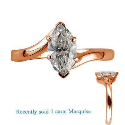 Anillo de compromiso, abrazadera de perfil bajo para diamantes Marquesa