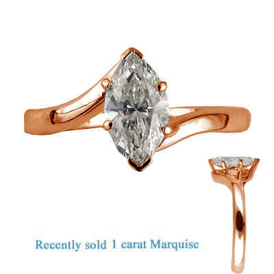 Low profile embracing ring for Marquise diamonds