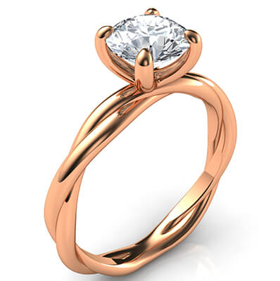 Crystal, the rope Rose Gold solitaire engagement ring for all shapes