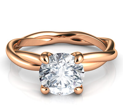 Crystal, the rope Rose Gold solitaire engagement ring for all shapes