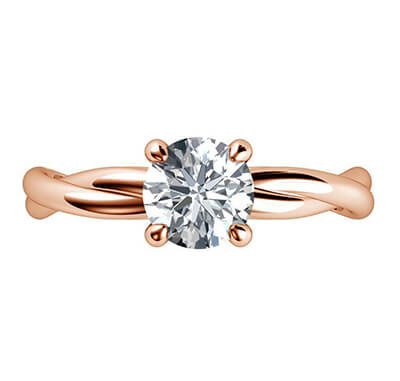 Crystal, the rope Rose Gold solitaire engagement ring for all shapes