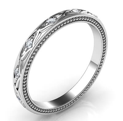 Kimberly-Leaf motif vintage style wedding band