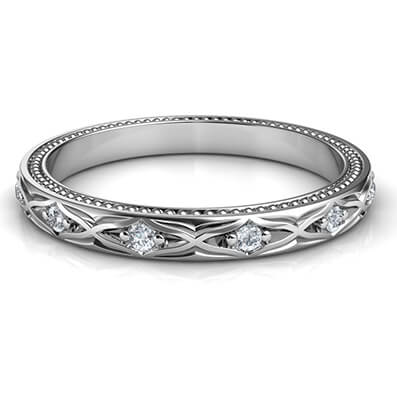 Kimberly-Leaf motif vintage style wedding band