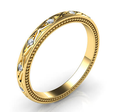 Kimberly-Leaf motif vintage style wedding band