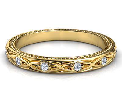 Kimberly-Leaf motif vintage style wedding band