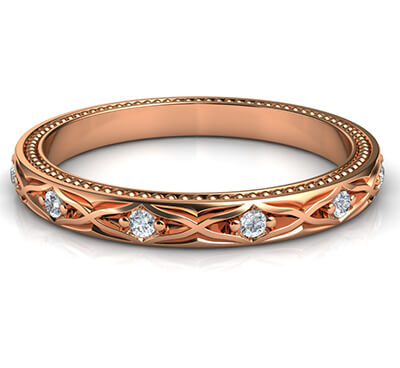 Kimberly-Leaf motif vintage style wedding band