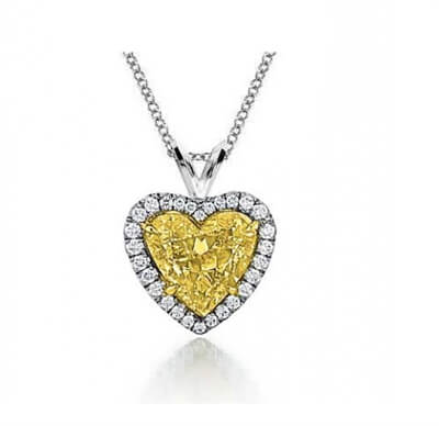 Vivid Yellow natural diamond Heart pendant, 1.27 carat SI