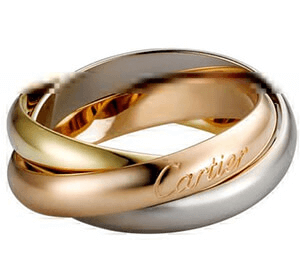 Rose gold white gold and yellow gold Cartier trio wedding bands