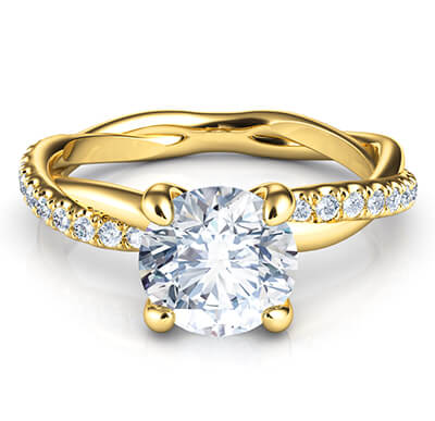 Crystal- the rope engagement ring with side diamonds, for all shapes