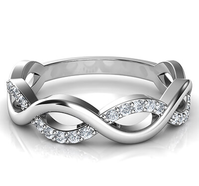 Infinity wedding band with 0.20 carat accent diamonds