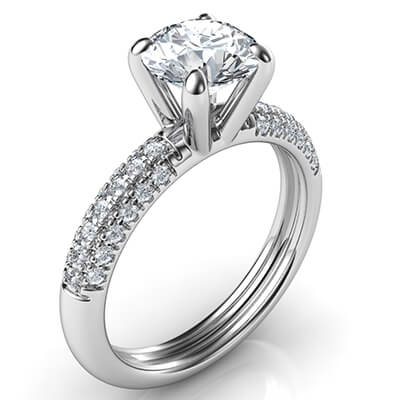 Contemporary engagement ring with side diamonds-Donna