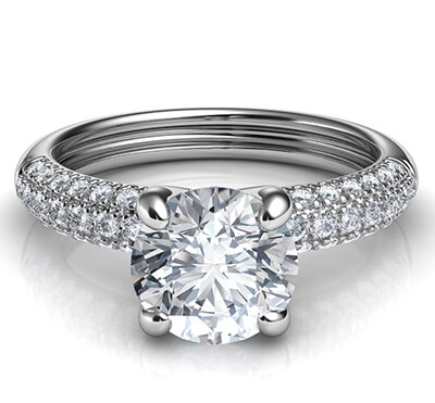 Contemporary engagement ring with side diamonds-Donna