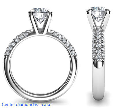 Contemporary engagement ring with side diamonds-Donna