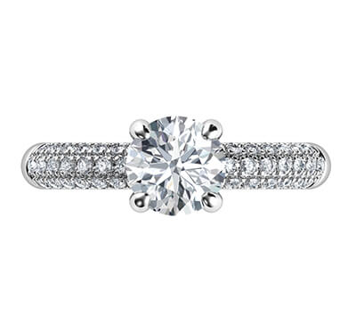 Contemporary engagement ring with side diamonds-Donna