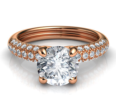 Contemporary engagement ring with side diamonds-Donna