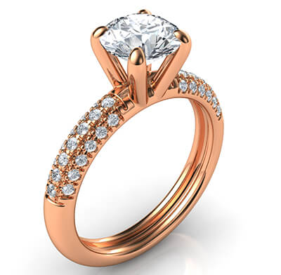 Rose gold contemporary engagement ring with side diamonds-Angela