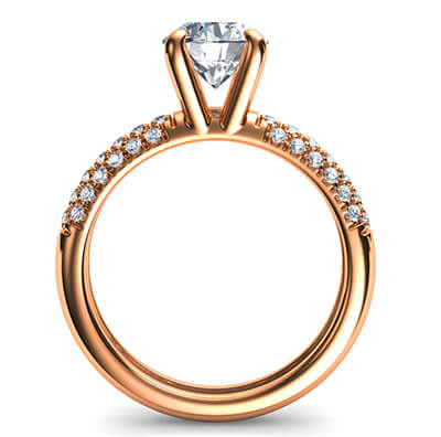 Rose gold contemporary engagement ring with side diamonds-Angela