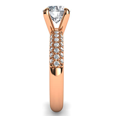 Rose gold contemporary engagement ring with side diamonds-Angela