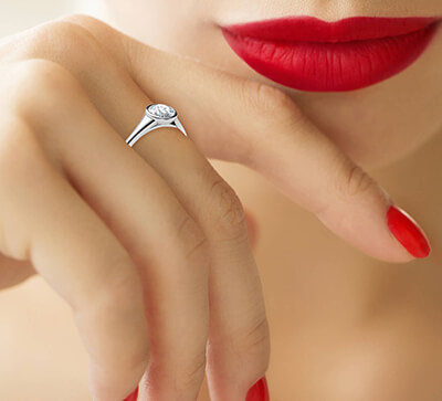 Sleek and elegant low profile engagement ring for rounds-Beyonce