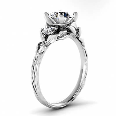 Leaf motif Vintage style engagement ring-Sharon