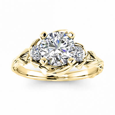 Leaf motif Vintage style engagement ring-Sharon