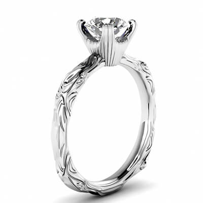  Solitaire Leaf motif  engagement ring-Nancy