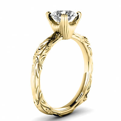  Solitaire Leaf motif  engagement ring-Nancy