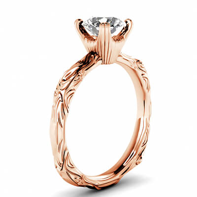  Solitaire Leaf motif  engagement ring-Nancy