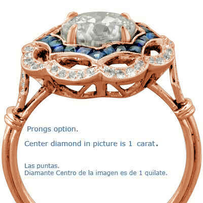Rose Gold Art Deco ring Halo diamond engagement ring
