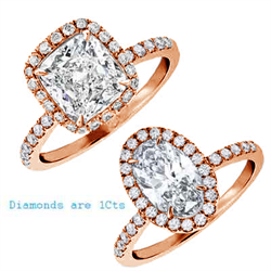 Picture of  Rose Gold Oval or Cushion Halo engagement ring