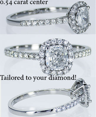 Delicate Cushion diamond halo for Cushion engagement ring