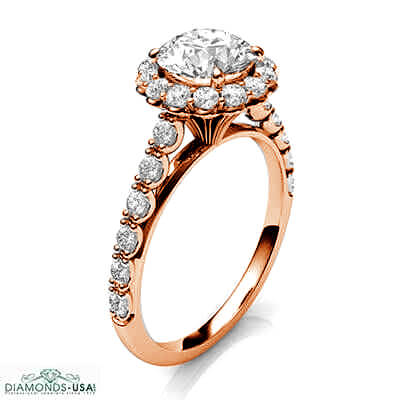 Diseñadores, Vintage Halo anillo de compromiso de diamantes laterales de 1/2 Ct