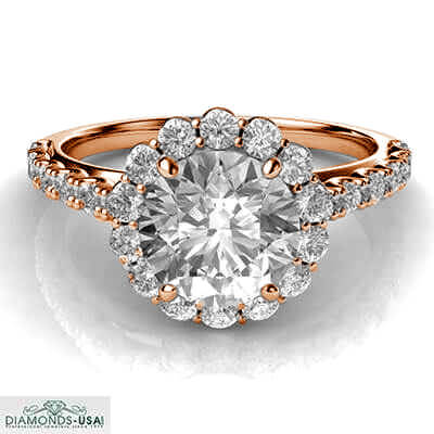 Designers,Vintage Halo 1/2 Ct side diamonds engagement ring