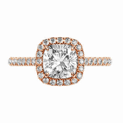 Delicate Cushion diamond halo for Cushion engagement ring