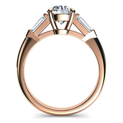 Rose Gold Engagement ring  with two Baguette diamonds 0.42 carts total