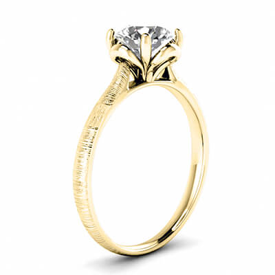 Contemporary hand brushed solitaire engagement ring, Kathleen