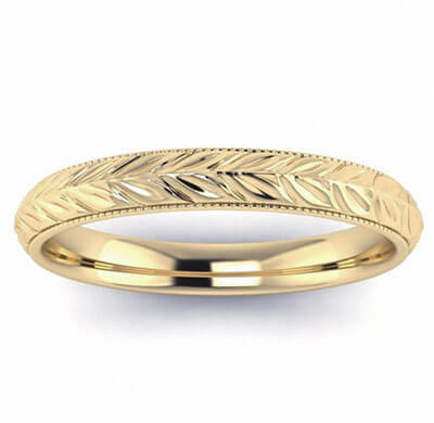 3mm wheat motif Woman's wedding band 