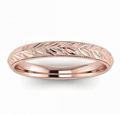 3mm wheat motif Woman's wedding band 